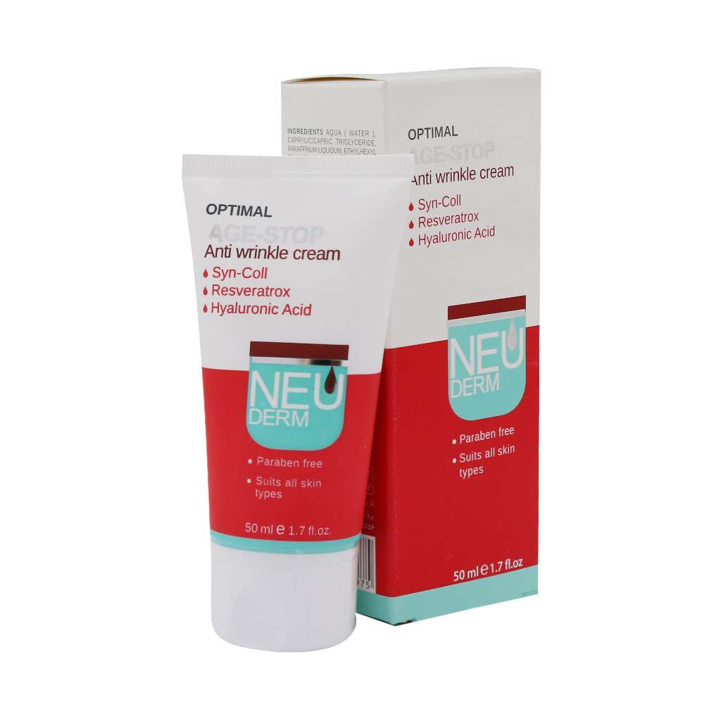 کرم تیوپی ضد چروک اپتیمال ایج استاپ 50 میل نئودرم NEUDERM - آلباتان بیوتی